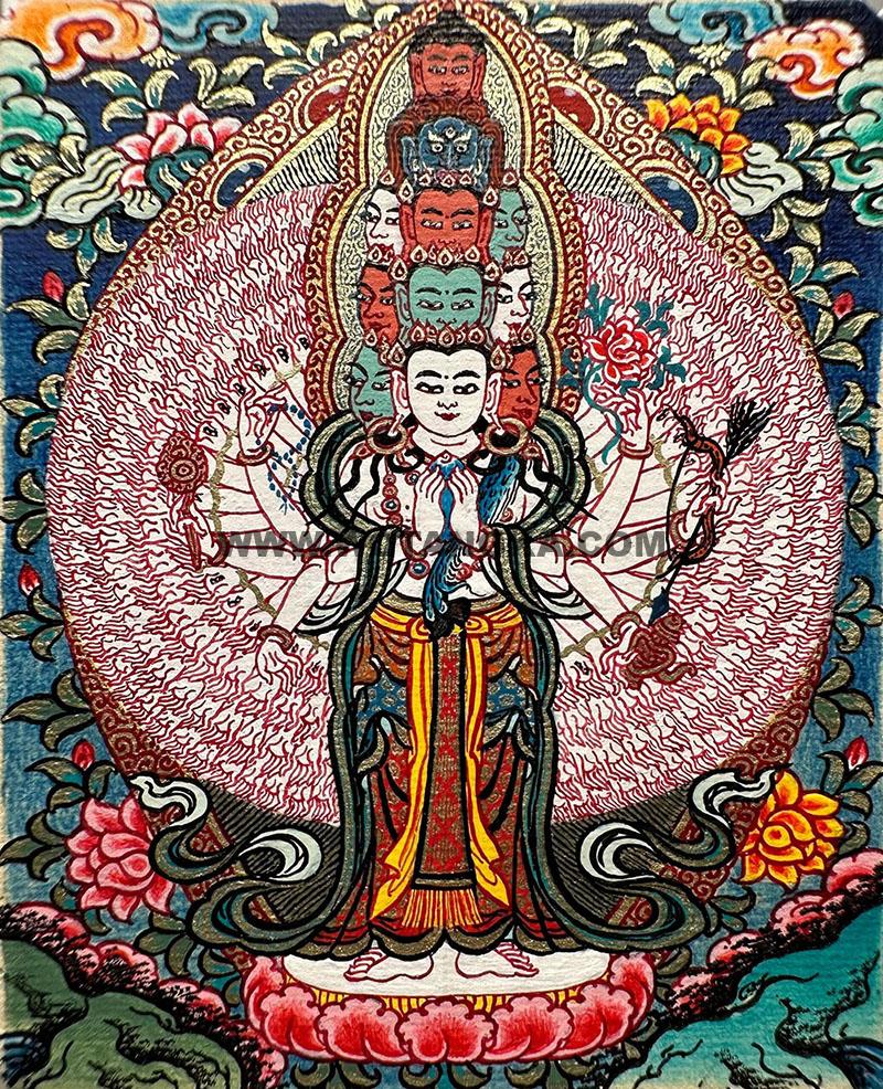 编号118-7568545：彩绘小唐卡-千手观音（长方形·5*4CM左右）