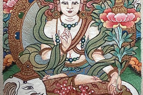 编号118-7879514：彩绘小唐卡-骑象普贤菩萨（长方形·5*4CM左右）