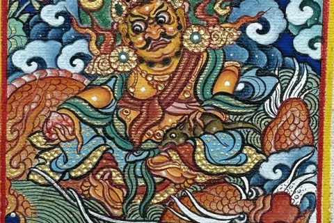 编号118-7938563：彩绘小唐卡-黄财神（长方形·5*4CM左右）