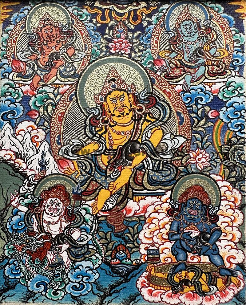 编号118-8598719：彩绘小唐卡-五方财神（长方形·8*6CM左右）