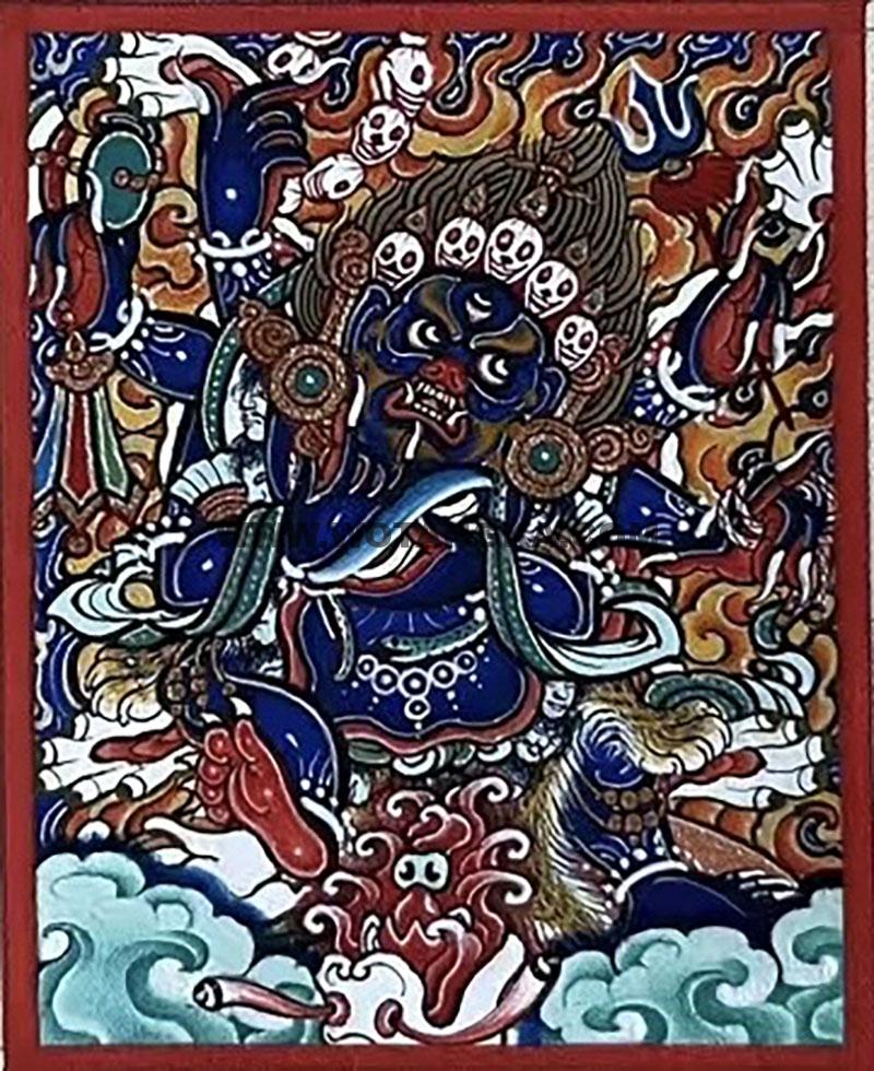 编号118-8661457：彩绘小唐卡-六臂玛哈嘎拉（长方形·5*4CM左右）