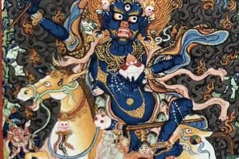 编号118-8704487：彩绘小唐卡-吉祥天母（长方形·5*4CM左右）