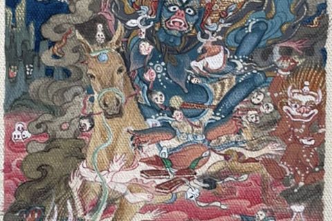 编号118-8764842：彩绘小唐卡-吉祥天母（长方形·5*4CM左右）