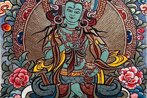 编号118-8927477：彩绘小唐卡-摧破金刚·寂静相（长方形·5*4CM左右）