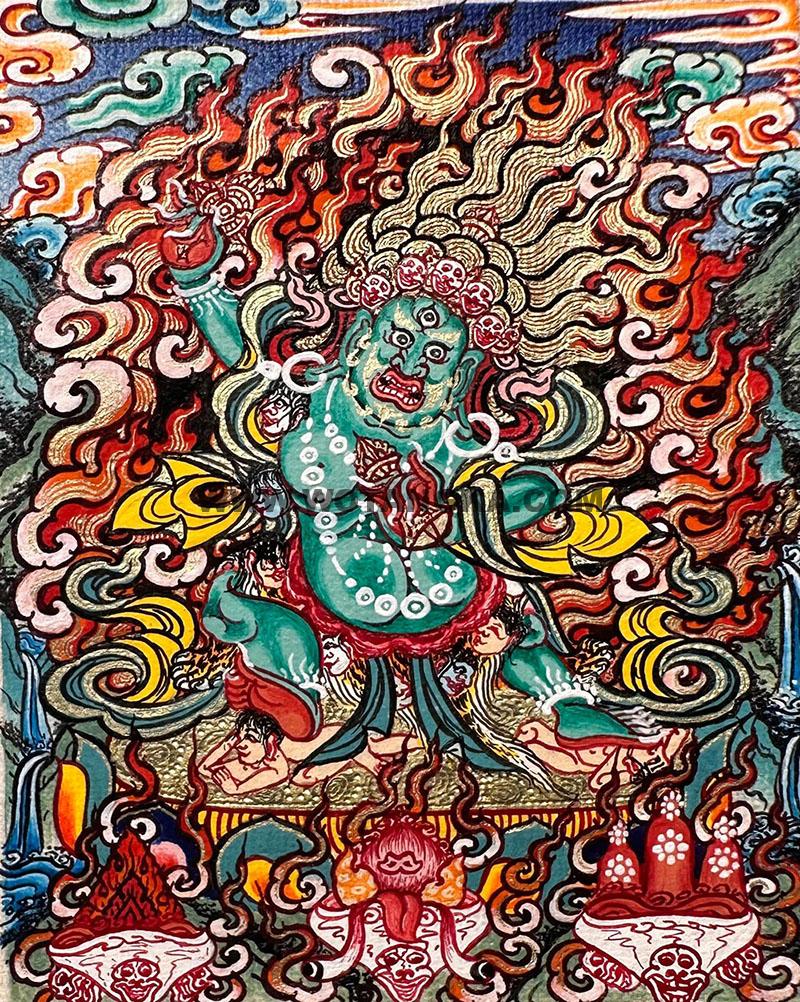 编号118-8977168：彩绘小唐卡-摧破金刚·寂静相（长方形·5*4CM左右）
