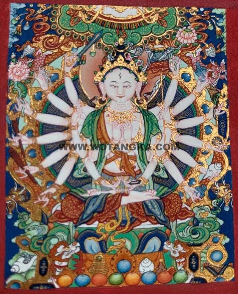 编号118-9081883：彩绘小唐卡-准提佛母（长方形·5*4CM左右）