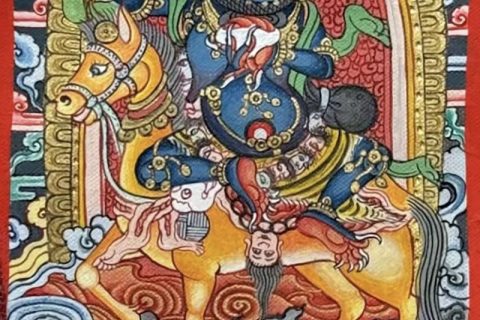 编号118-9104196：彩绘小唐卡-吉祥天母（长方形·5*4CM左右）