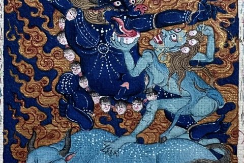 编号118-9743417：彩绘小唐卡-阎魔敌（长方形·5*4CM左右）