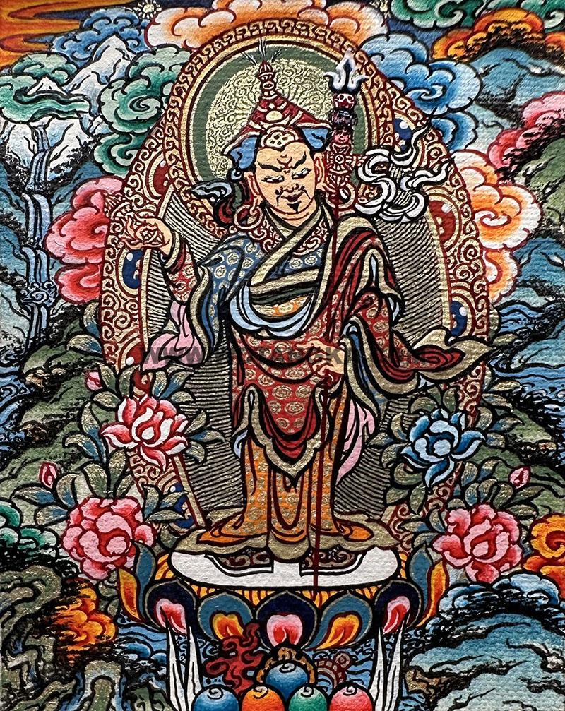 编号118-9757205：彩绘小唐卡-莲花生大士（长方形·5*4CM左右）