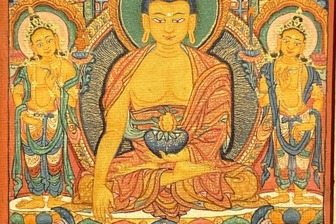 编号118-9799208：彩绘小唐卡-释迦牟尼佛（长方形·7*5CM左右）