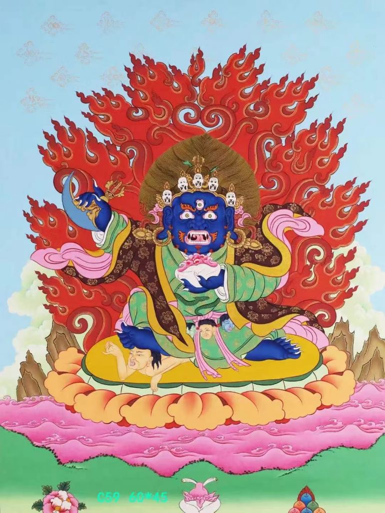 编号138-257789：彩绘唐卡-二臂玛哈嘎拉（60*45CM左右）