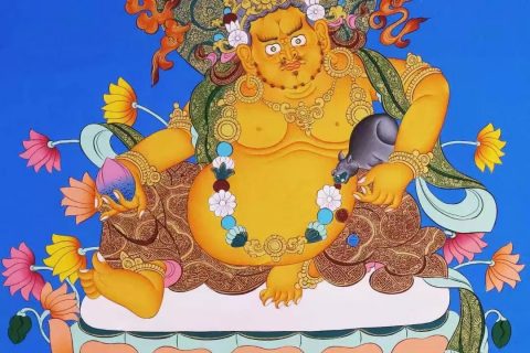 编号138-261235：彩绘唐卡-黄财神（60*45CM左右）