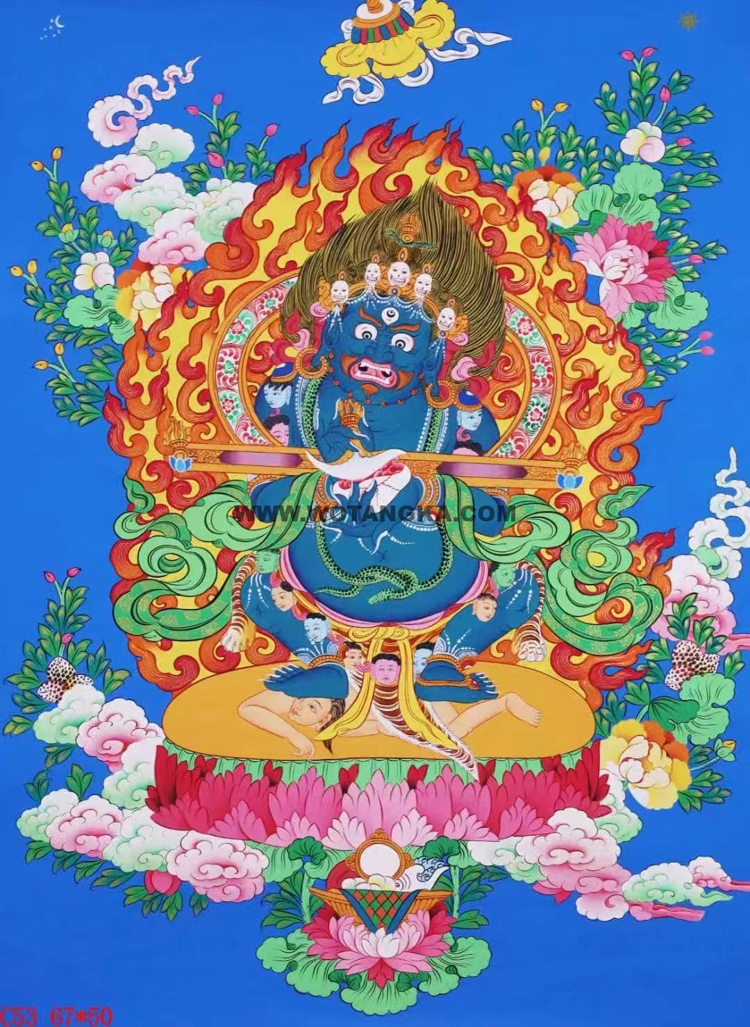 编号138-285682:彩绘唐卡-宝帐护法(67*50CM左右)