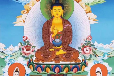 编号138-288058：彩绘唐卡-释迦牟尼佛（75*53CM左右）