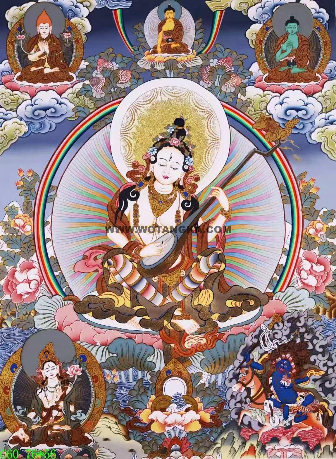 编号138-294154:彩绘唐卡-妙音天女(76*56CM左右)