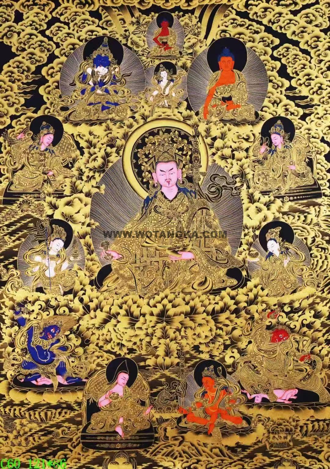 编号138-294477:黑金唐卡-莲花生大士·莲师八相(121*86CM左右)