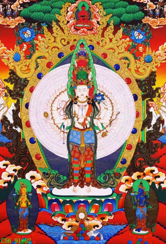 编号138-301204：彩绘唐卡-千手观音（91*62CM左右）