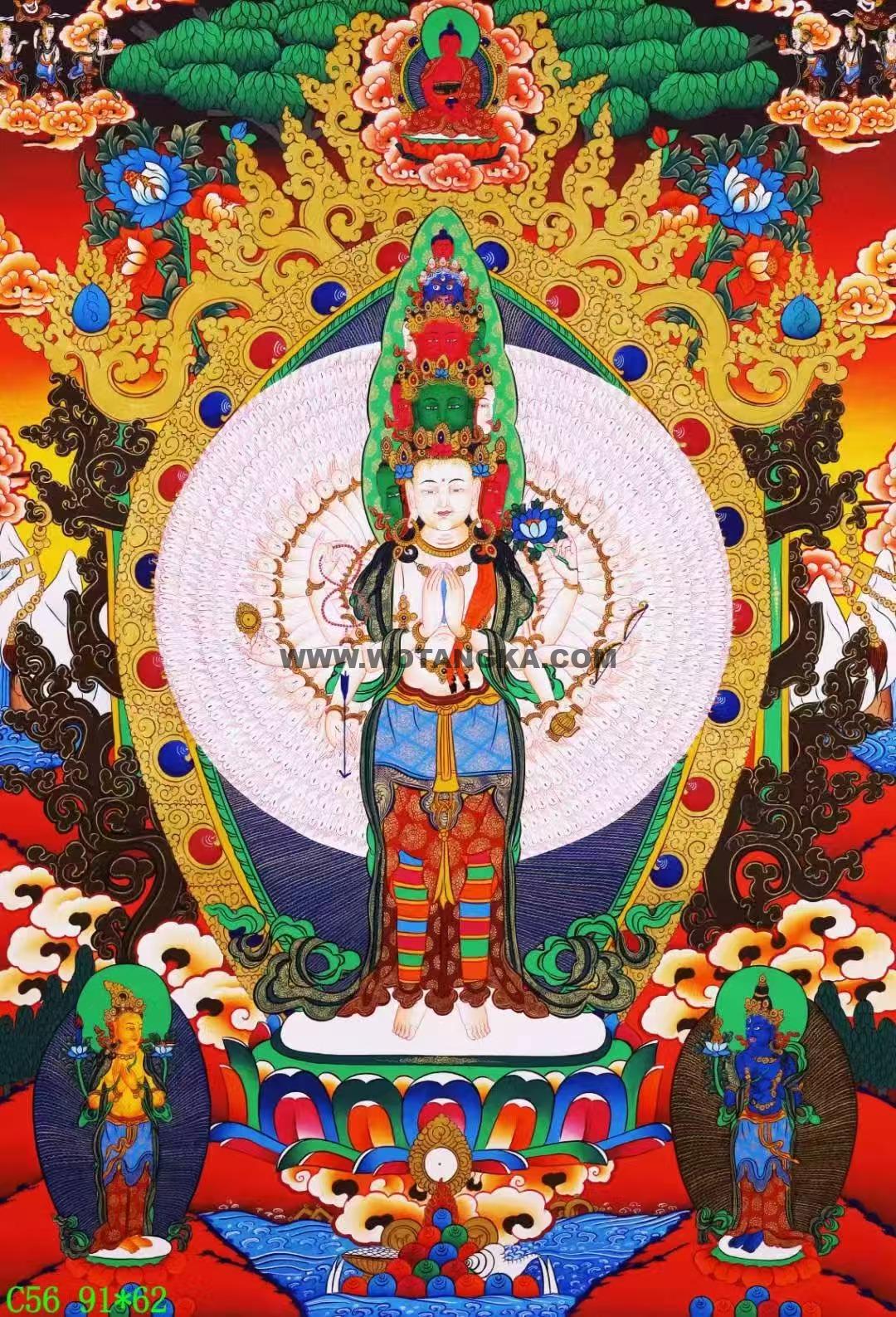 编号138-301204:彩绘唐卡-千手观音(91*62CM左右)