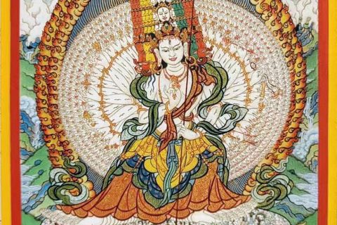 编号188-156644：彩绘唐卡-大白伞盖佛母（15*10CM左右）