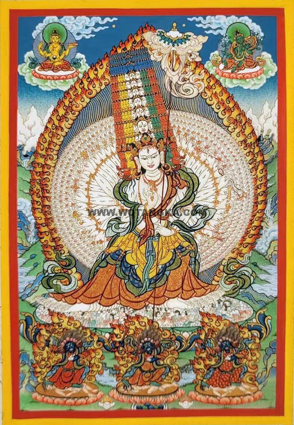 编号188-156644:彩绘唐卡-大白伞盖佛母(15*10CM左右)