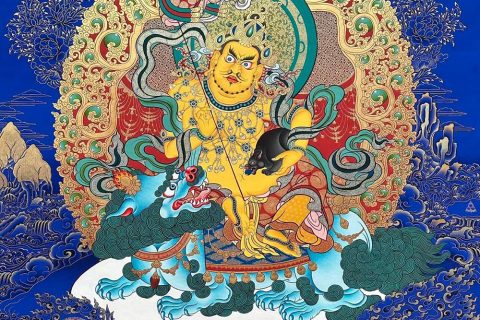 编号188-157793：蓝金唐卡-财宝天王·五方财神（100*70CM左右）