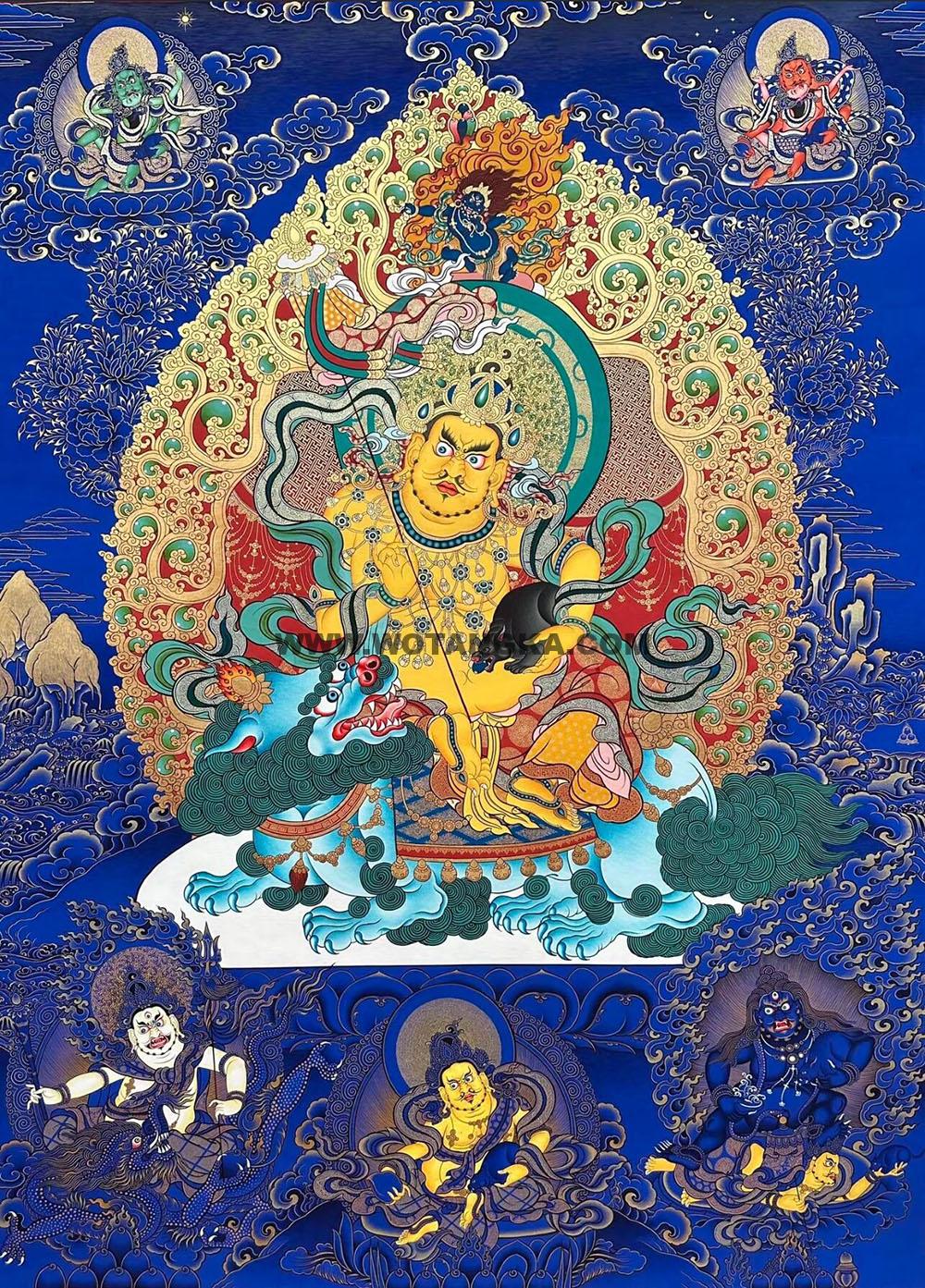 编号188-157793:蓝金唐卡-财宝天王·五方财神(100*70CM左右)