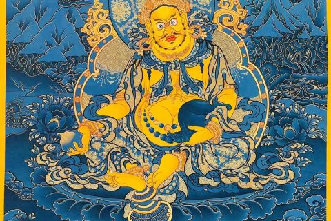 编号188-158130：蓝金唐卡-黄财神（60*45CM左右）