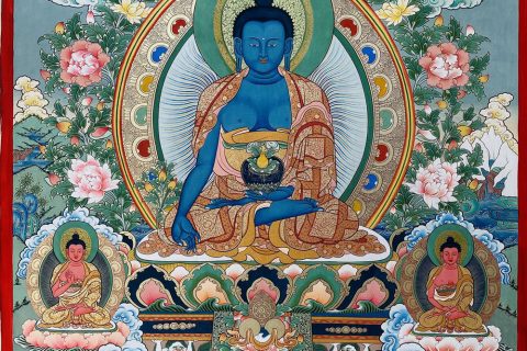 编号188-173293：彩绘唐卡-药师佛·药师七佛（100*70CM左右）