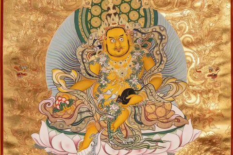 编号188-195102：黄金唐卡-黄财神·五方财神（100*70CM左右）