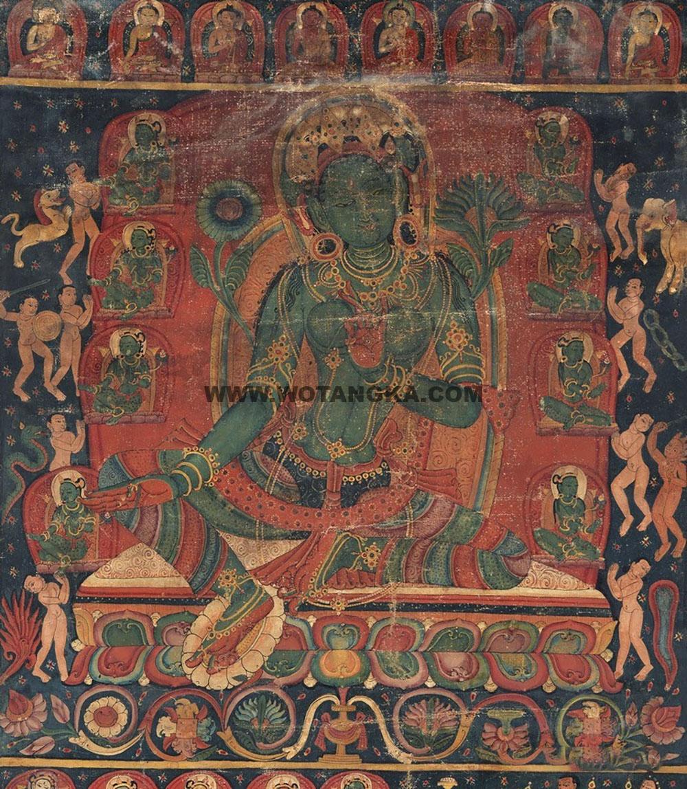 沃唐卡编号AC23576：绿度母