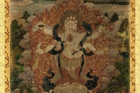 沃唐卡编号AC23895：白六臂玛哈嘎拉