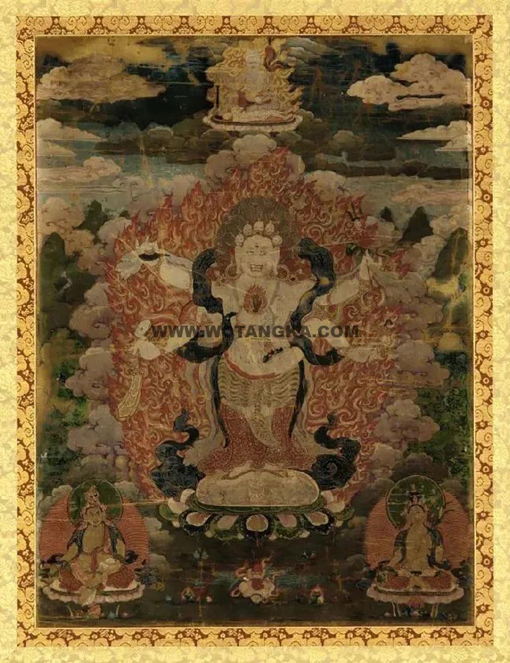 沃唐卡编号AC23895：白六臂玛哈嘎拉