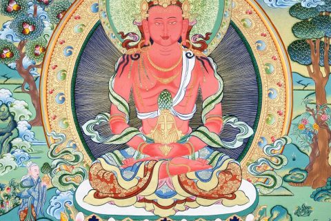 沃唐卡编号AC25581：长寿佛三尊