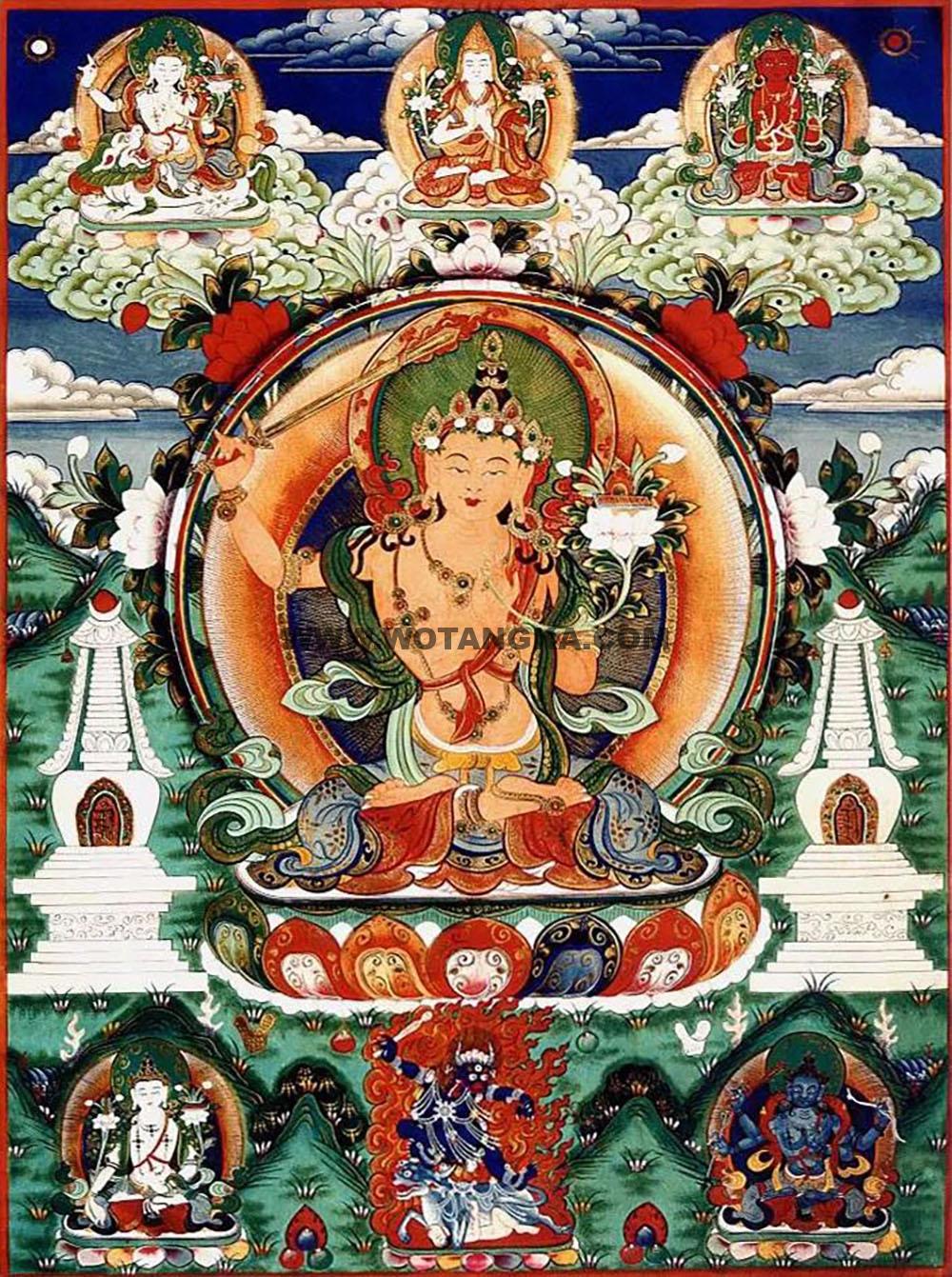 沃唐卡编号AC34471：文殊菩萨五方文殊