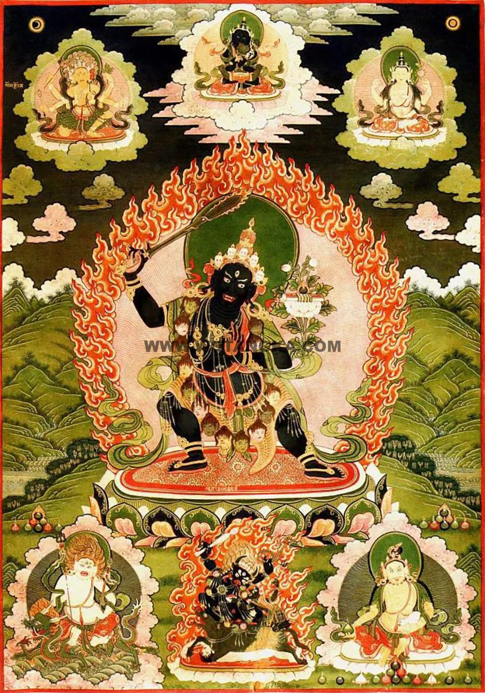 沃唐卡编号AC37758：黑文殊菩萨