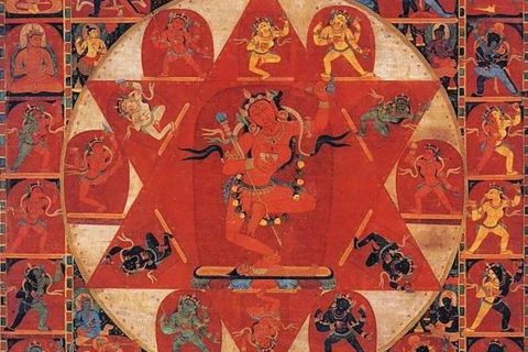 沃唐卡编号AC51690：金刚亥母曼茶罗