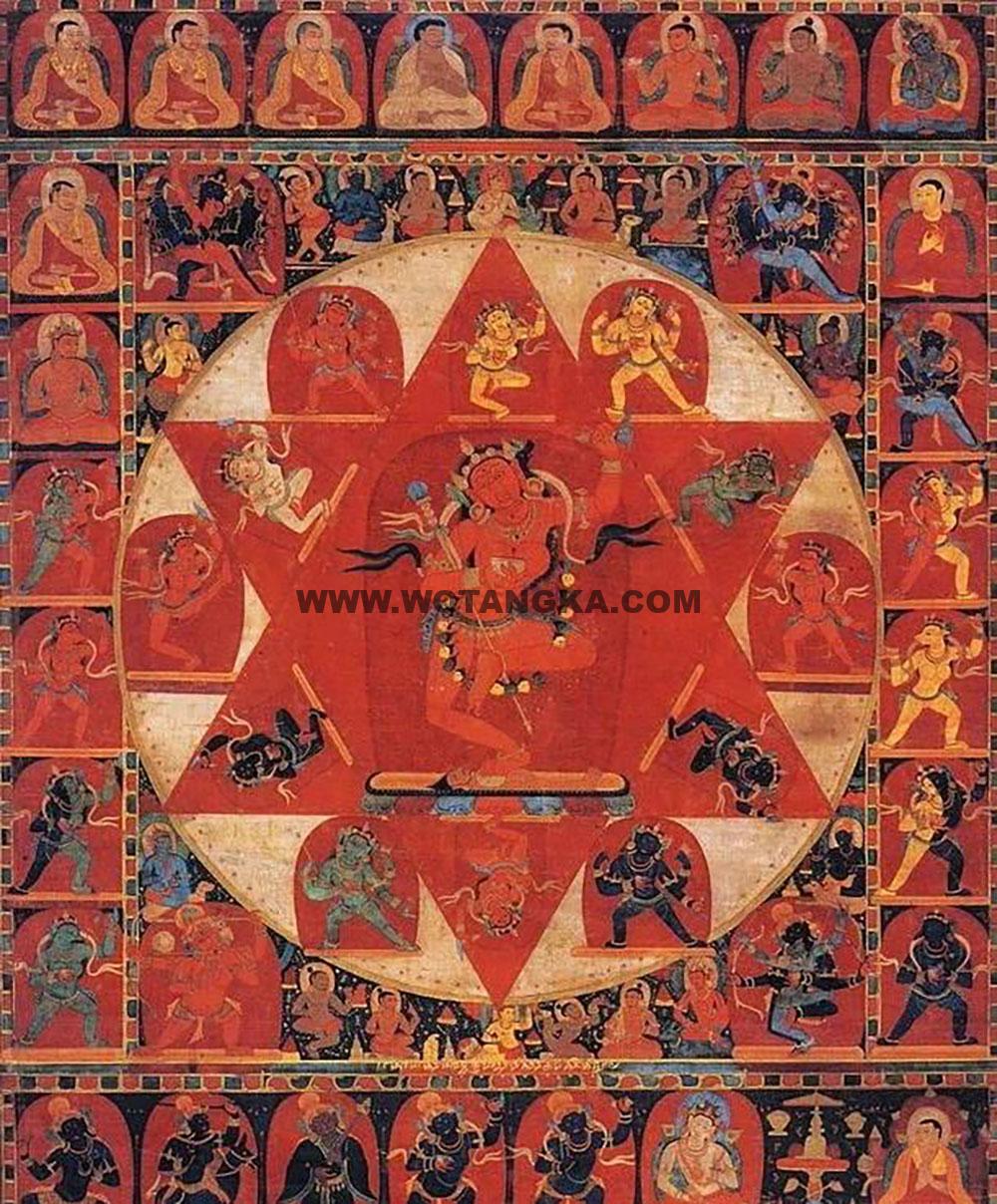 沃唐卡编号AC51690：金刚亥母曼茶罗