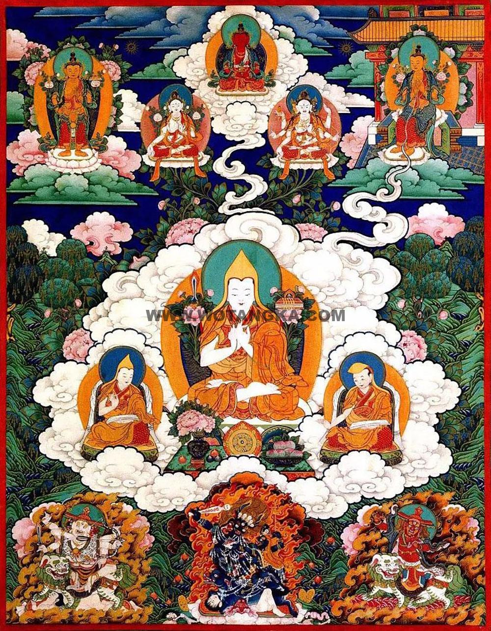 沃唐卡编号AC61121:兜率天上师瑜伽法
