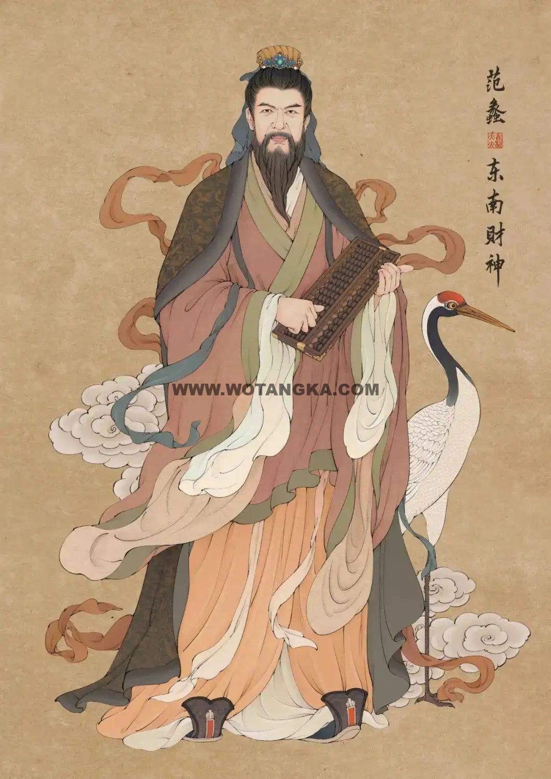 沃唐卡编号AC69062：九路财神之东南财神范蠡