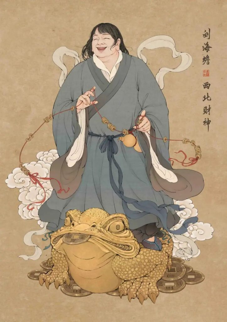 沃唐卡编号AC77283：九路财神之西北财神刘海蟾