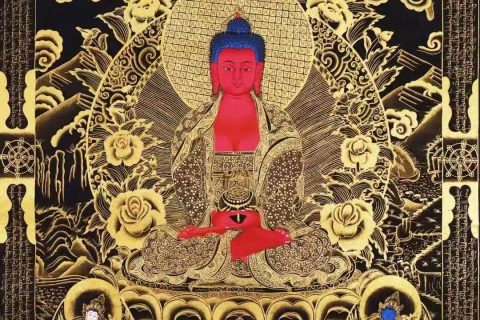 编号138-397152：彩绘唐卡-阿弥陀佛（76*51CM左右）