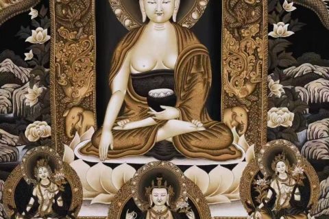 编号138-409361：彩绘唐卡-释迦牟尼佛（74*52CM左右）