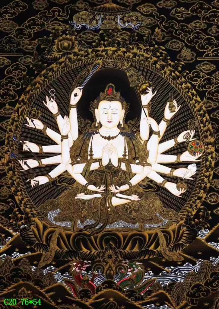 编号138-416390：黑金唐卡-准提佛母（76*54CM左右）