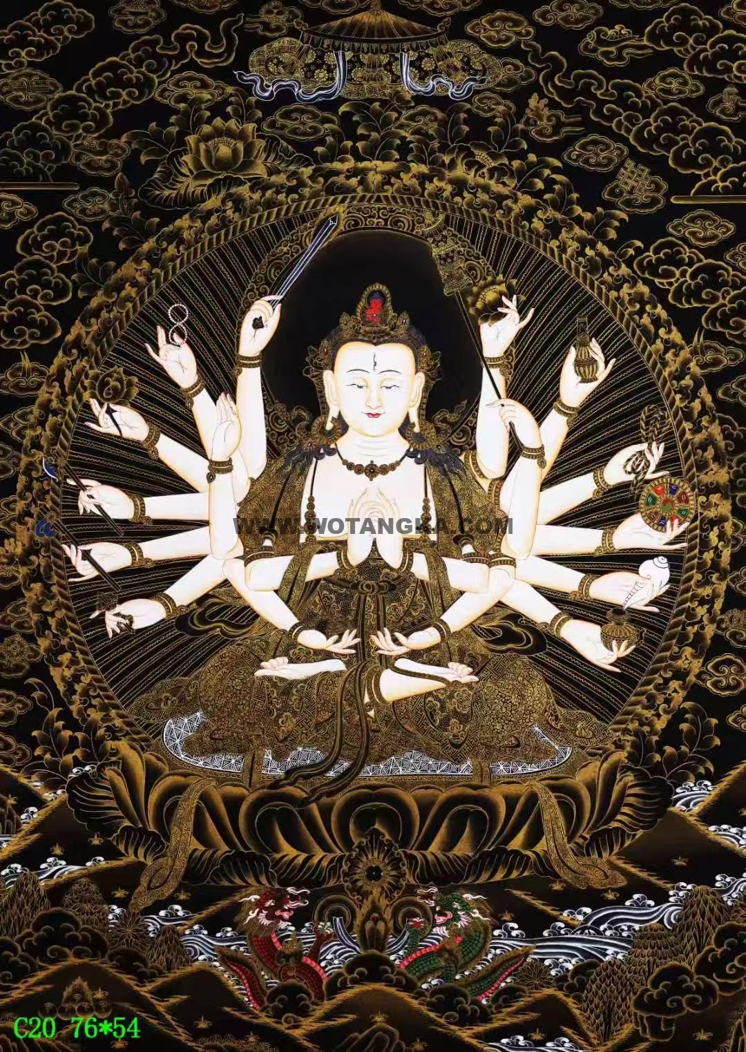 编号138-416390：黑金唐卡-准提佛母（76*54CM左右）