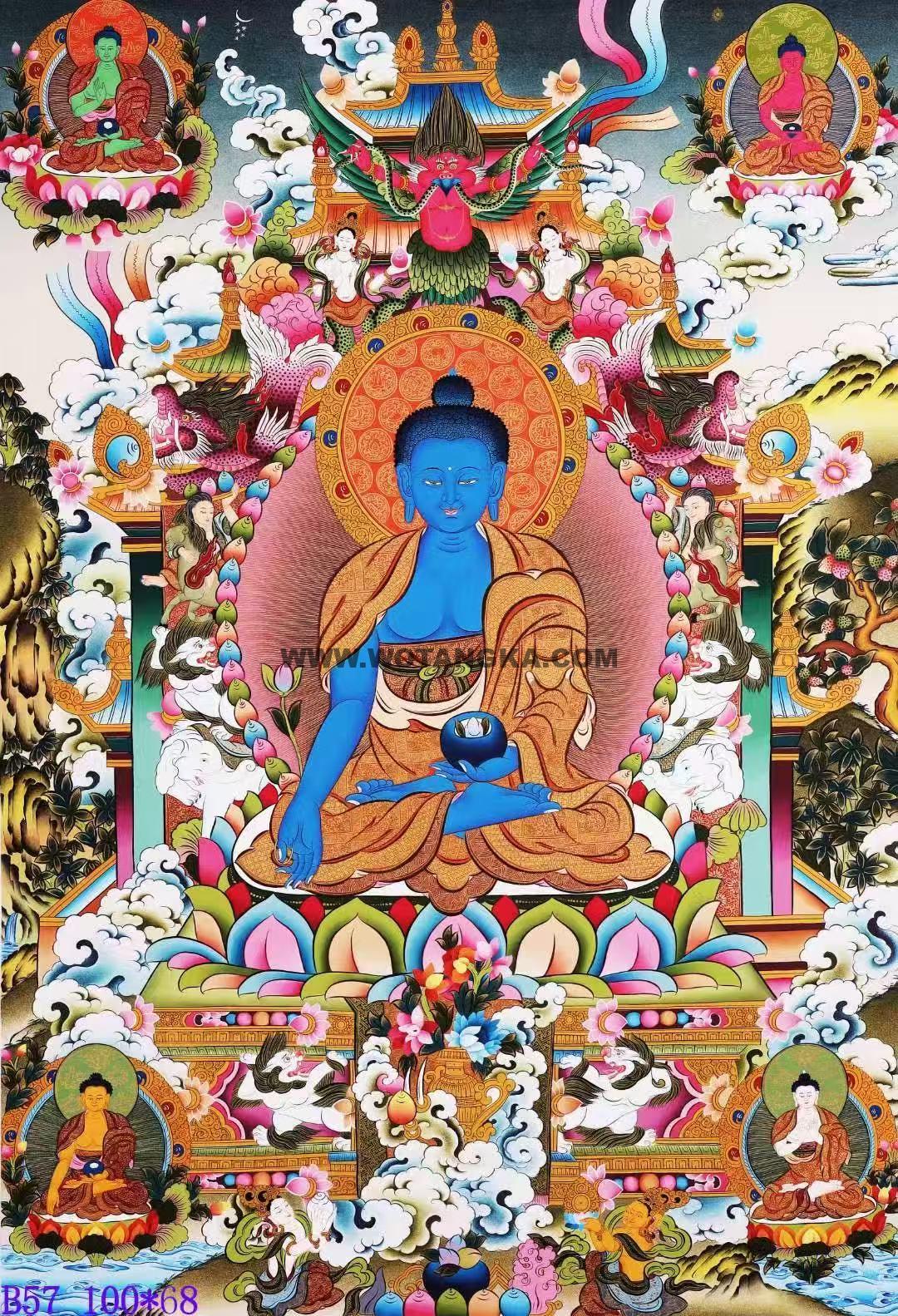 编号138-422642：彩绘唐卡-药师佛（100*68CM左右）