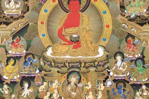 编号138-422701：黑金唐卡-阿弥陀佛·极乐净土（99*66CM左右）