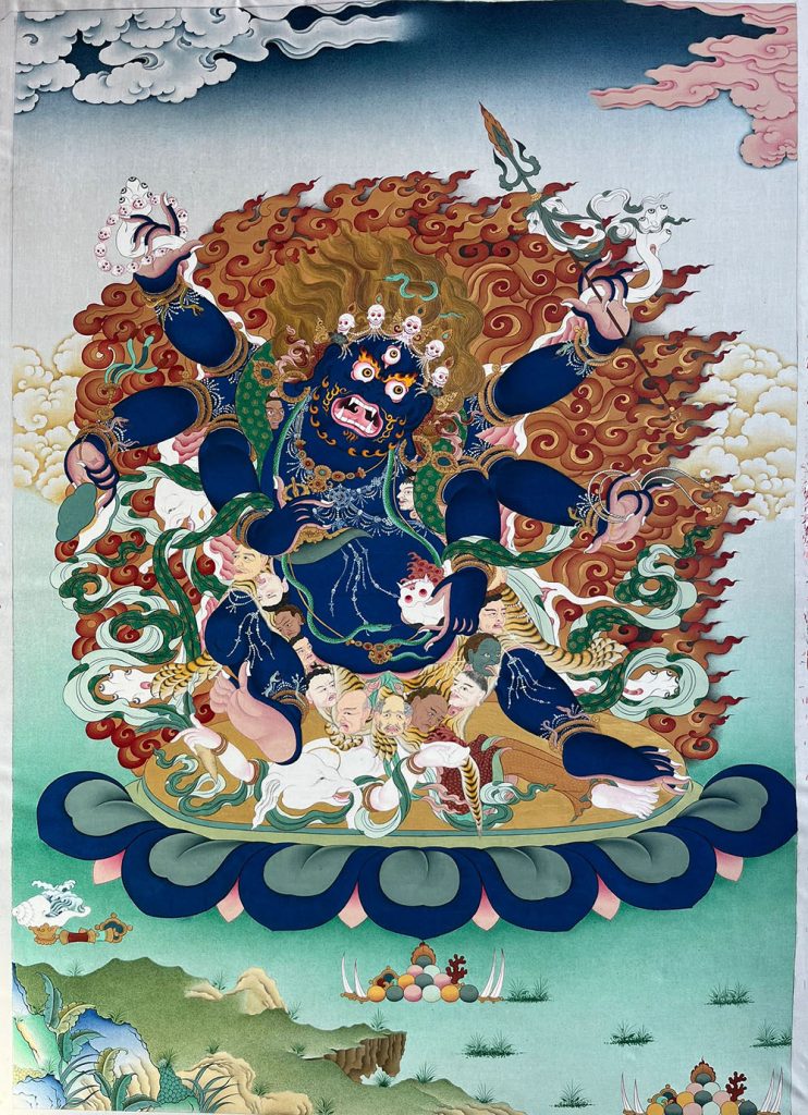 编号188-198831：彩绘唐卡-六臂玛哈嘎拉（60*45CM左右）