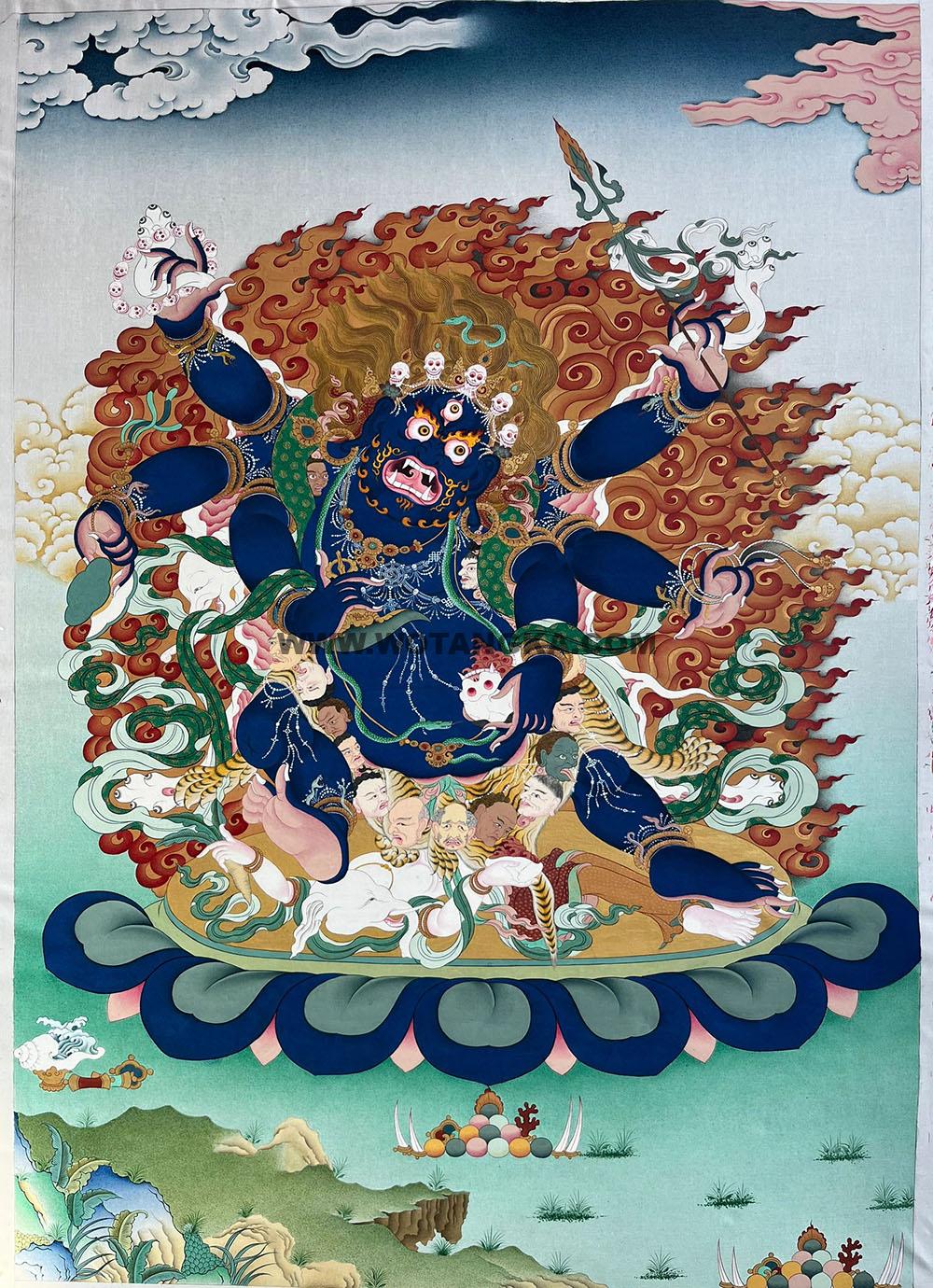 编号188-198831:彩绘唐卡-六臂玛哈嘎拉(60*45CM左右)