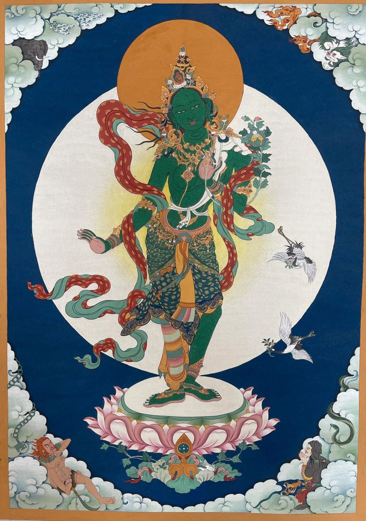 编号188-206419：彩绘唐卡-绿度母（40*30CM左右）