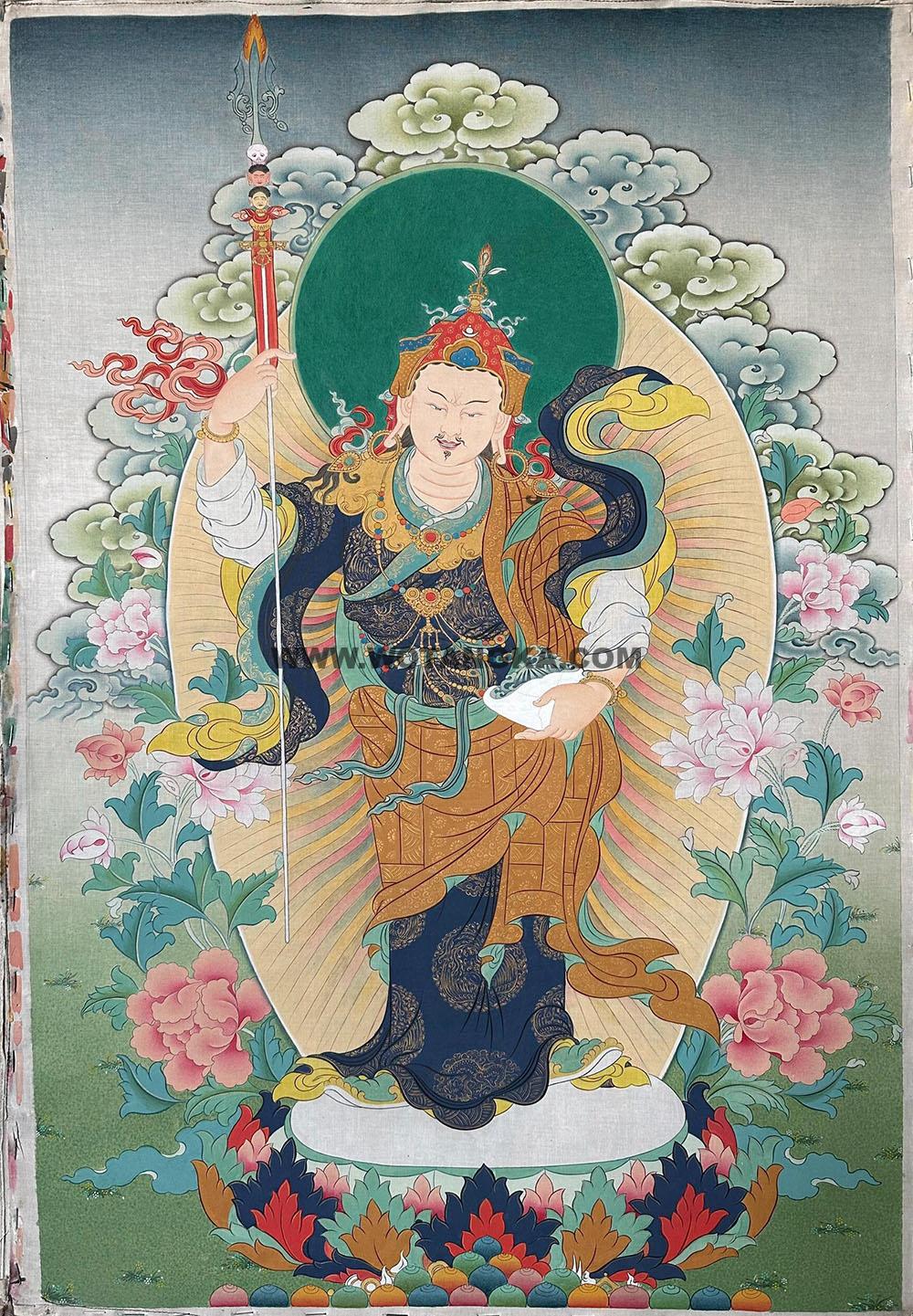 编号188-309405:彩绘唐卡-莲花生大士(50*36CM左右)